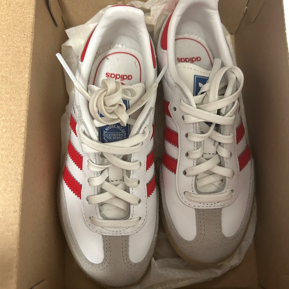 Adidas White and Red Classic Sneakers